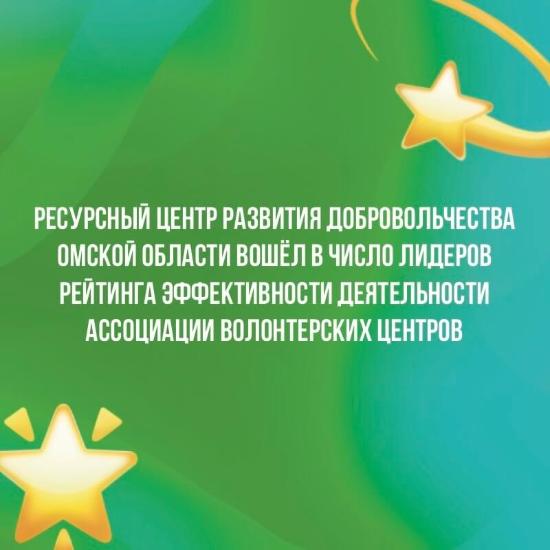 Ресурсный центр развития добровольчества Омской области вошел в число лидеров рейтинга эффективности деятельности Ассоциации волонтерских центров⭐